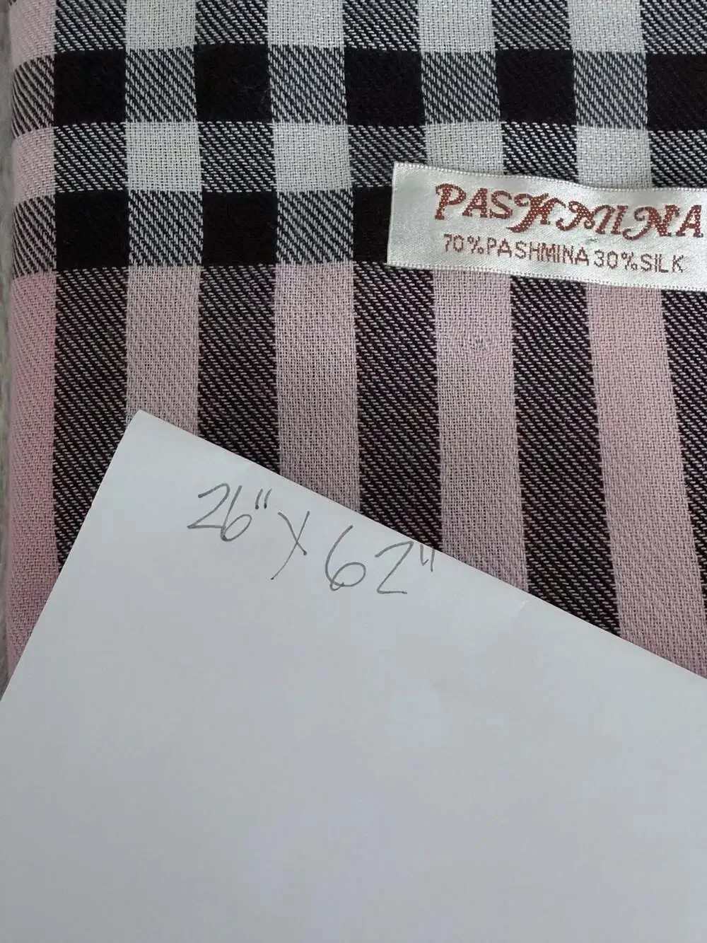 Pashmina 70% Pashmina 30% Silk Plaid Scarf 26x62